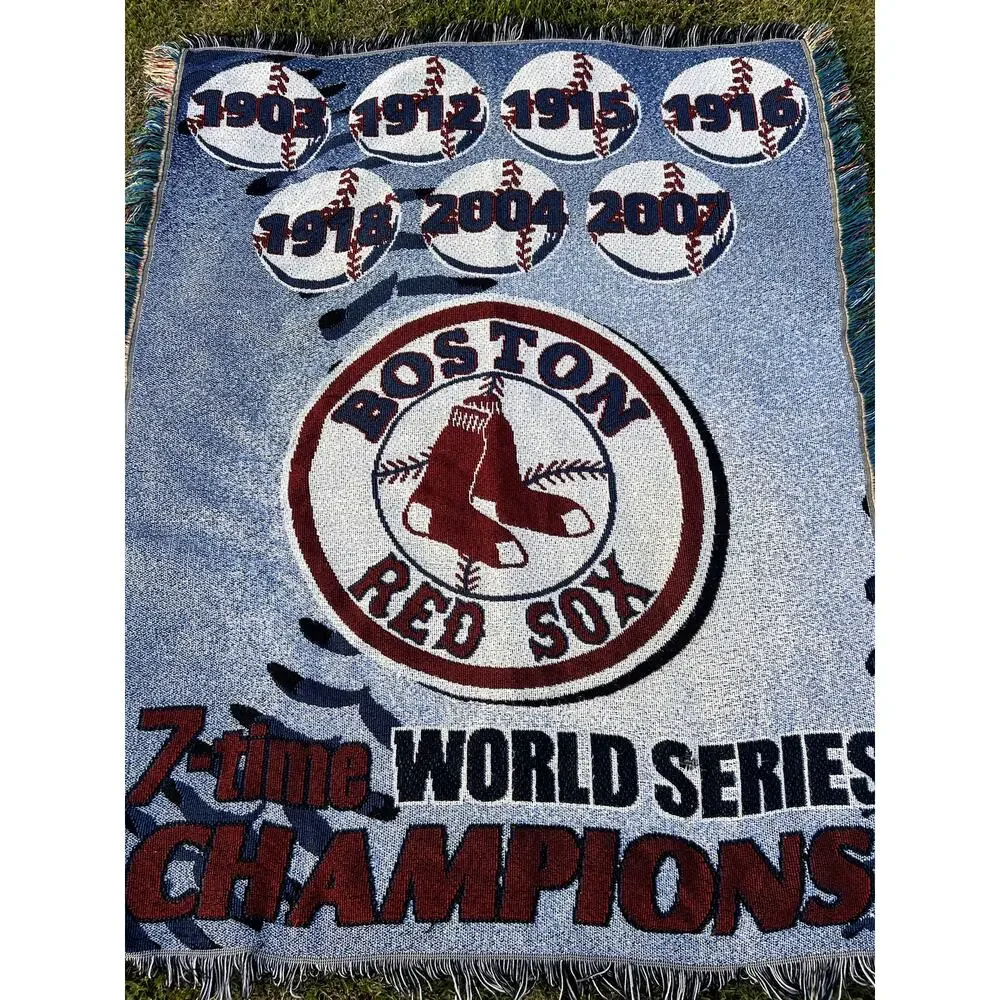 Vintage Boston Red Sox 7 Time World Series Champions MLB Tapestry Blanket